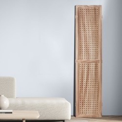 Neliosainen puinen tilanjakaja paulownia ja MDF 170 cm korkea reikälevypinta sisäkäyttöön