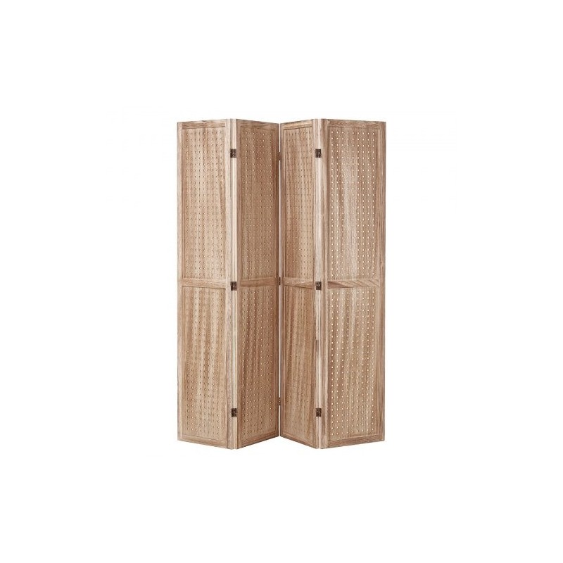 Neliosainen puinen tilanjakaja paulownia ja MDF 170 cm korkea reikälevypinta sisäkäyttöön