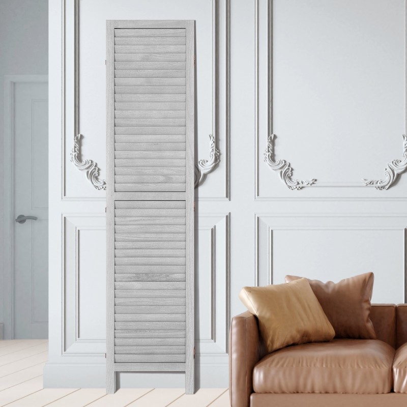 Huoneenjakaja 4-paneelinen keisaripuinen vaaleanharmaa taittuva 170 cm korkea