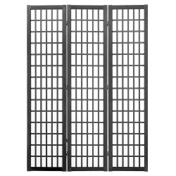 Tilanjakaja 3 paneelinen japanilaistyylinen massiivipuinen runko musta avattuna 1205 x 1700 mm