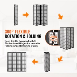 Tilanjakaja 4 paneelinen japanilaistyylinen massiivipuu kuitukangas musta runko