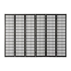 Tilanjakaja 6 paneelinen japanilaistyylinen taitettava paulownia runko musta kuitukangas sisäkäyttöön