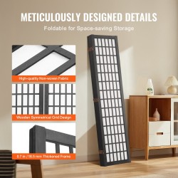 Tilanjakaja 6-paneelinen japanilaistyylinen taitettava paulownia runko musta kuitukangas sisäkäyttöön