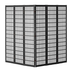Tilanjakaja 6-paneelinen japanilaistyylinen taitettava paulownia runko musta kuitukangas sisäkäyttöön