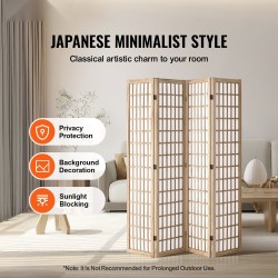 Tilanjakaja 4-paneelinen japanilaistyylinen taittuva paulownia-puusta ja ei-kudotusta kankaasta