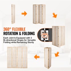 Tilanjakaja 4-paneelinen japanilaistyylinen taittuva paulownia-puusta ja ei-kudotusta kankaasta