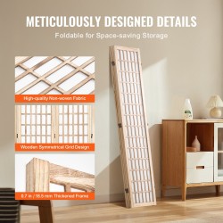 Tilanjakaja 4-paneelinen japanilaistyylinen taittuva paulownia-puusta ja ei-kudotusta kankaasta