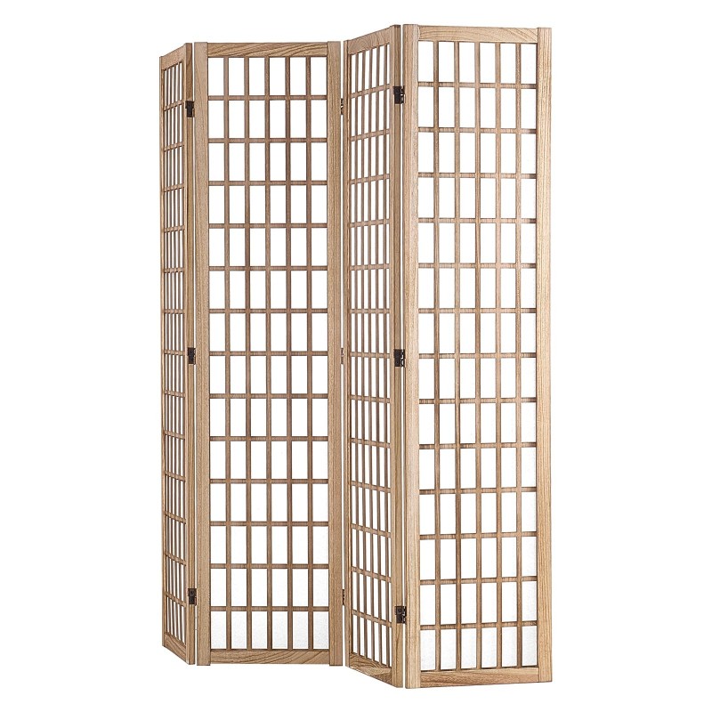 Tilanjakaja 4-paneelinen japanilaistyylinen taittuva paulownia-puusta ja ei-kudotusta kankaasta