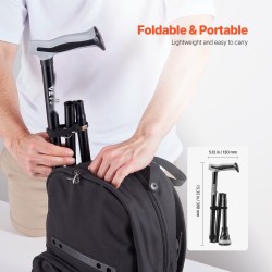 Alumiininen taittuva kävelykeppi kahdeksanportaisella korkeussäädöllä luistamattomalla kumikärjellä 113 kg kantokyky