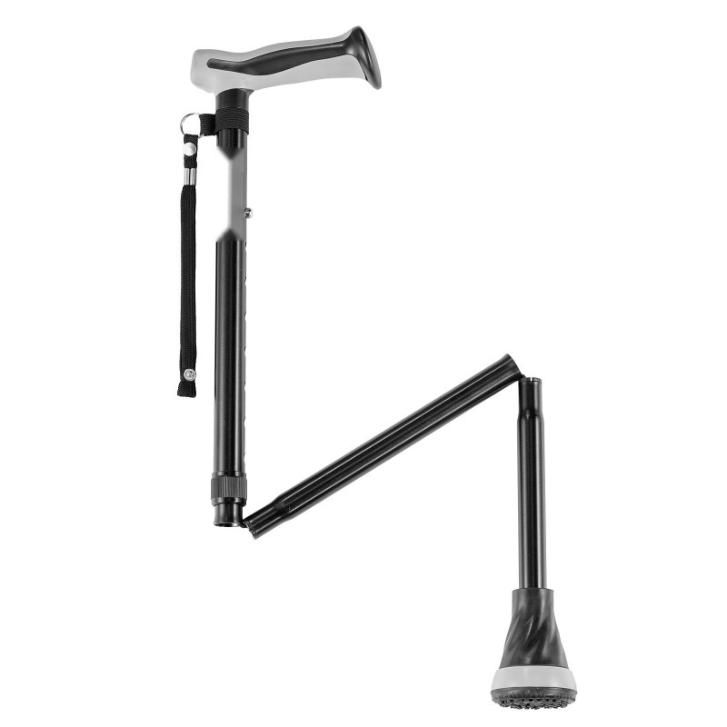 Alumiininen taittuva kävelykeppi kahdeksanportaisella korkeussäädöllä luistamattomalla kumikärjellä 113 kg kantokyky