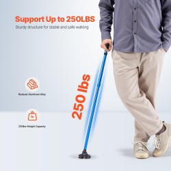 Taittuva alumiininen kävelykeppi 8-portainen 770–940 mm 4-haarainen jalusta kantavuus 113 kg sininen