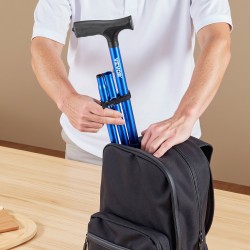 Taittuva alumiininen kävelykeppi 8-portainen 770–940 mm 4-haarainen jalusta kantavuus 113 kg sininen