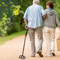 Kävelykeppi alumiinirunko 10-portainen korkeussäätö nelikärkinen jalusta 113 kg kantavuus