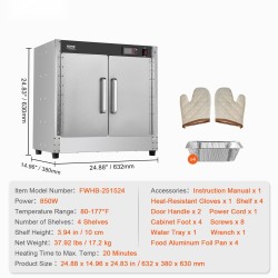 Ruostumaton teräs ruoanlämmitinkaappi 4-tasoinen säädettävillä hyllyillä kaksoisovilla vesialtaalla