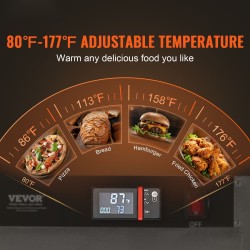 Ruostumattomasta teräksestä valmistettu 5-tasoinen ruokienlämmitinkaappi vesialtaalla säädettävällä lämpötilalla 80–177℉