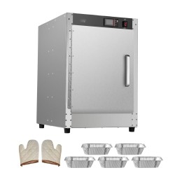 Ruostumattomasta teräksestä valmistettu 5-tasoinen ruokienlämmitinkaappi vesialtaalla säädettävällä lämpötilalla 80–177℉