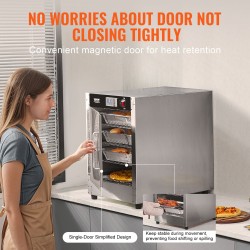 Ruoanlämmityskaappi ruostumatonta terästä 4 tasoa säädettävillä hyllyillä vesialtaalla ammattikäyttöön