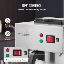 Suodatinkahvinkeitin ruostumattomasta teräksestä ammattikäyttöön 3 lasikannua 3 lämpölevyä