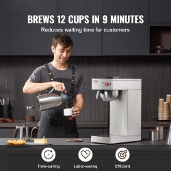 Suodatinkahvinkeitin ruostumaton teräsrunko 2,0 l termoskannulla 12 kupin kapasiteetti