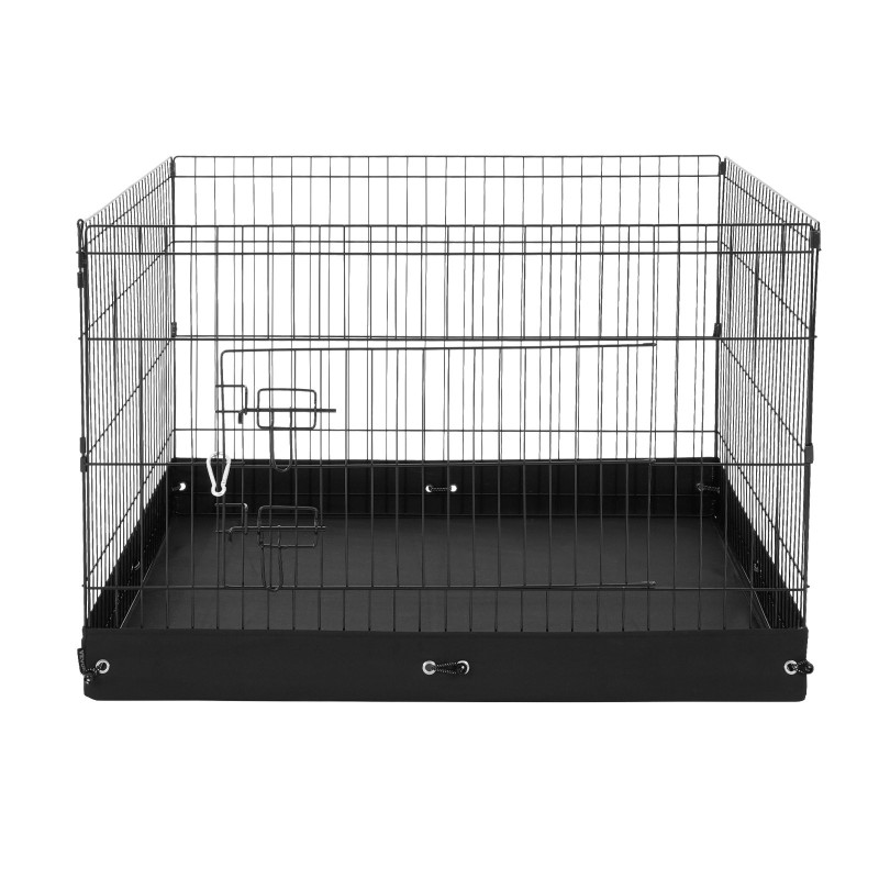 Metallinen 4-paneelinen lemmikkiaitaus 61 cm korkea lukittavalla ovella 600D-pohjamatolla