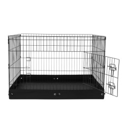 Metallinen 4-paneelinen lemmikkiaitaus 61 cm korkea lukittavalla ovella 600D-pohjamatolla