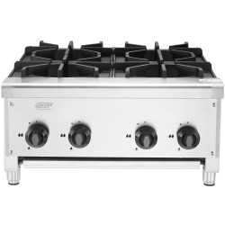 Kaasuliesi neljä poltinta ruostumaton teräs pöytämallinen 28 kW maakaasun ja propaanin yhteensopiva