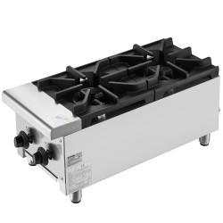 Kaasuliesi pöytämallinen kaksi polttinta ruostumaton teräs 14 kW maakaasu ja propaani