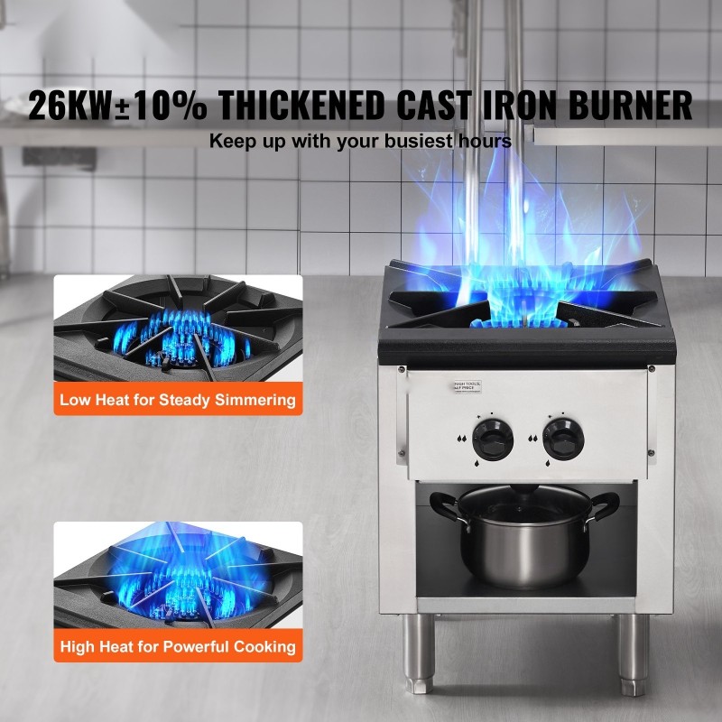 Kaasuliesi kaapilla ruostumattomasta teräksestä 26 kW yksi poltin maakaasu ja propaani ravintoloihin