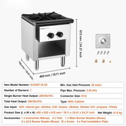 Kaasuliesi kaapilla ruostumattomasta teräksestä 26 kW yksi poltin maakaasu ja propaani ravintoloihin