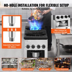 Kaasuliesi kaksi poltinta ruostumaton teräs viisikymmentäkaksi kilowattia maakaasu ja propaani alakaapilla