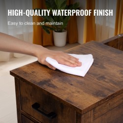 Yöpöytä lastulevy ja MDF-levy 3 tasoa kaappi ja laatikko virtapaneelilla luonnonpuun värissä