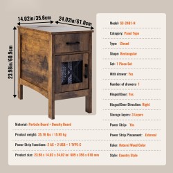 Yöpöytä lastulevy ja MDF-levy 3 tasoa kaappi ja laatikko virtapaneelilla luonnonpuun värissä