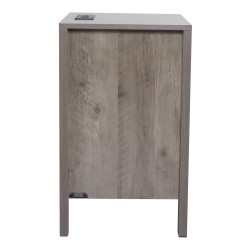 Päätypöytä 2 kpl neliö kolmitasoinen lastulevy harmaa kaappi 2 laatikkoa latausasema