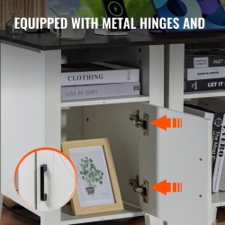 Sivupöydät 2 kpl valkoinen lastulevy neliö 3-tasoinen kaapilla virtapaneelilla LED-valoilla