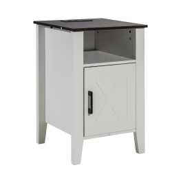 Sivupöydät 2 kpl valkoinen lastulevy neliö 3-tasoinen kaapilla virtapaneelilla LED-valoilla