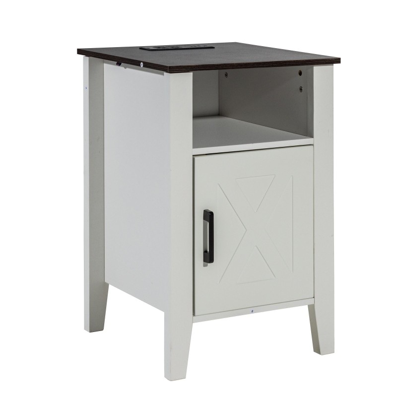 Sivupöydät 2 kpl valkoinen lastulevy neliö 3-tasoinen kaapilla virtapaneelilla LED-valoilla