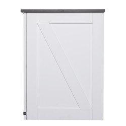 Sivupöytä neliö valkoinen lastulevy MDF kolmitasoinen kaapilla virtapaneelilla