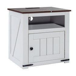 Sivupöytä neliö valkoinen lastulevy MDF kolmitasoinen kaapilla virtapaneelilla