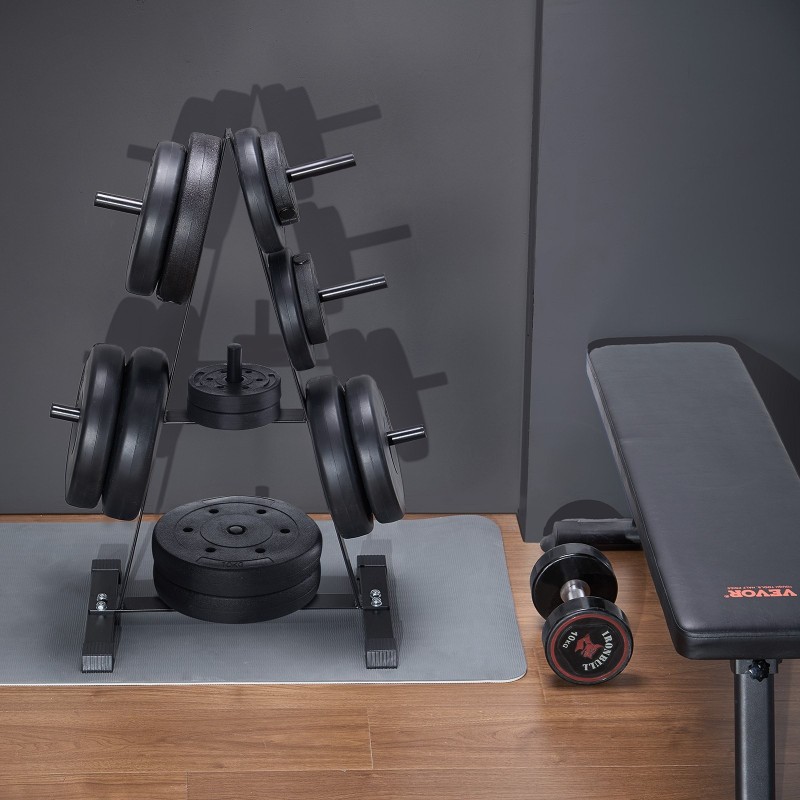 Levypainoteline A-muotoinen täyshitsattu musta 1-tuumaisille levypainoille 227 kg