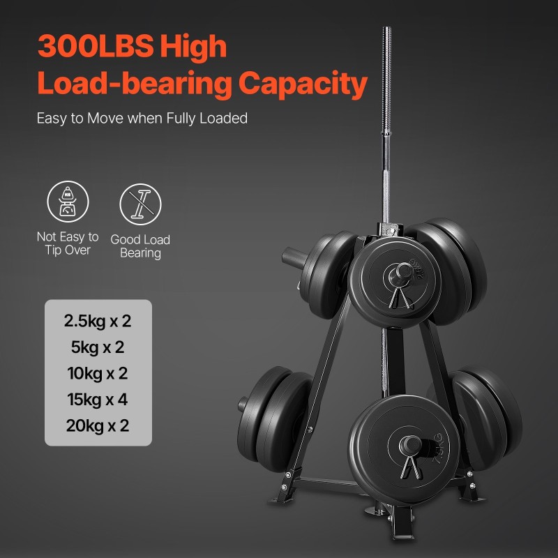 Levypainoteline 2-tuumaisille levypainoille täyshitsattu musta kompakti 136 kg kantavuus