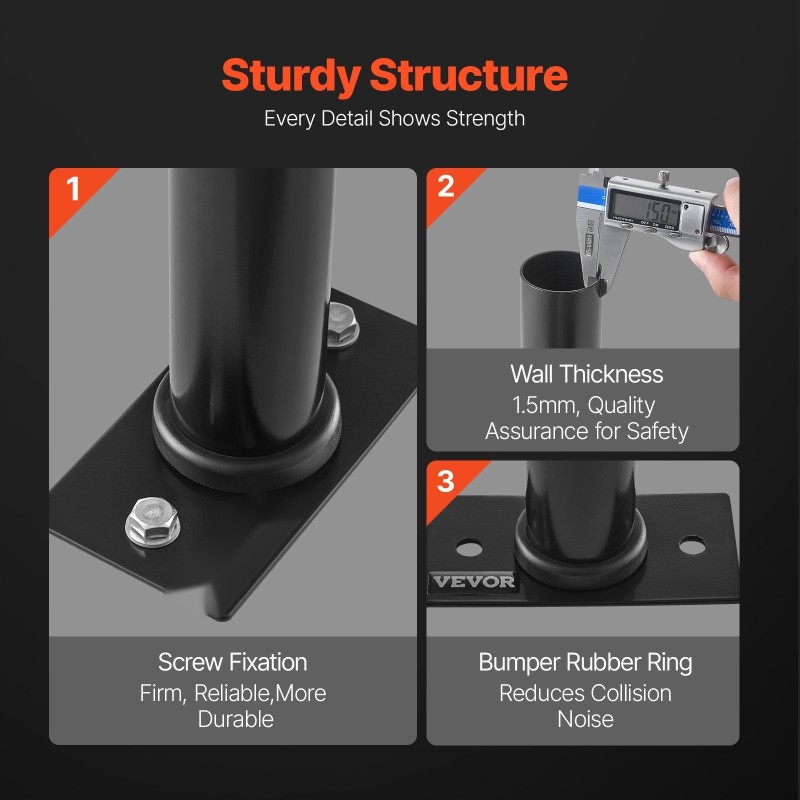 Seinään asennettava rautainen levypainoteline 2-tuumaisille 150 kg kuormankesto 4 kpl