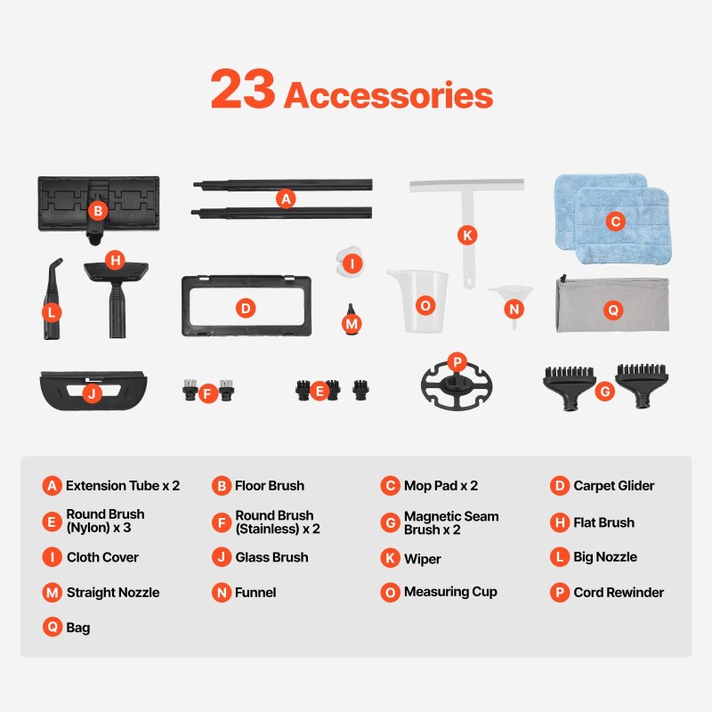 Höyrypuhdistin 2000 W 2,5 L vesitankilla ja 23 varusteella kotiin ja autoon