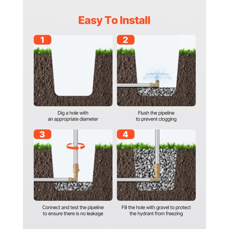 Pakkasenkestävä pihahydrantti valurautarunko sinkitty teräsputki messinkiset liitokset 995 mm 305 mm