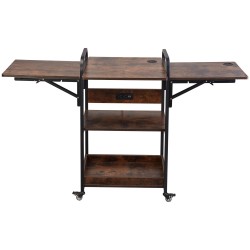 Lämpöprässipöytä 3 tasoinen taitettavalla sivupöydällä latausasemalla kahdella pistorasialla ja kahdella USB portilla