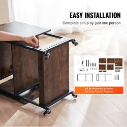 Lämpöprässipöytä 3-tasoinen taitettavalla sivupöydällä latausasemalla kahdella pistorasialla ja kahdella USB-portilla