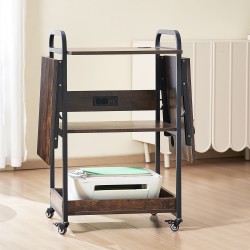 Lämpöprässipöytä 3-tasoinen taitettavalla sivupöydällä latausasemalla kahdella pistorasialla ja kahdella USB-portilla