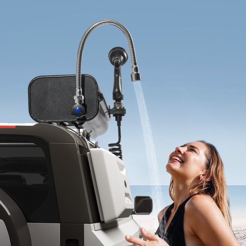 Kattotelineeseen kiinnitettävä alumiininen vesisäiliö 15 l paineistusliitännällä T-kiskokiinnityksellä kahdella