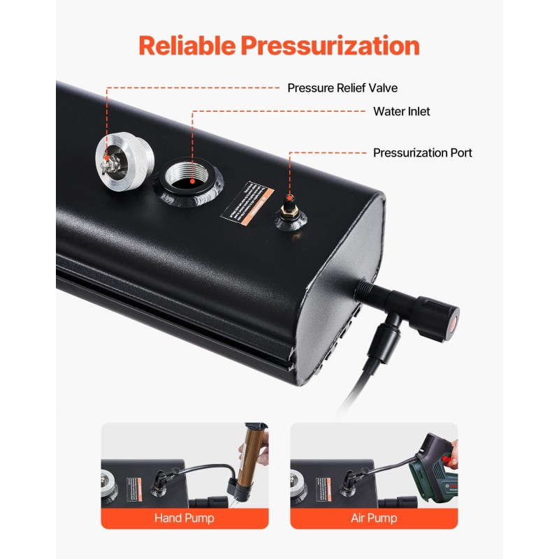 Alumiininen 30 l vesitankki kattotelineeseen T-ura paineistusportilla 2 roiskesuoja-paneelilla teleskooppiletulla