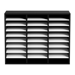 Asiakirjahylly MDF 27 lokeroa säädettävillä hyllyillä toimistoon kotiin ja kouluun musta valkoinen