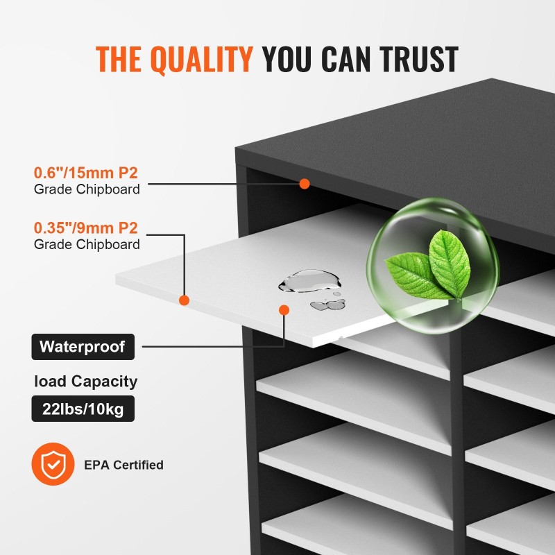 Asiakirjahylly MDF 27 lokeroa säädettävillä hyllyillä toimistoon kotiin ja kouluun musta valkoinen